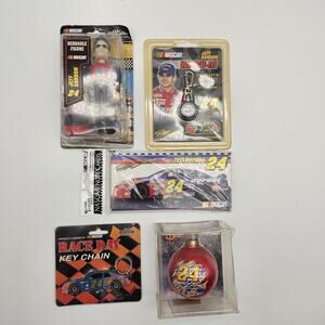 NASCAR Jeff Gordon #24 Bendable Bobble Keychain Ornament Note Card Key Chain LOT